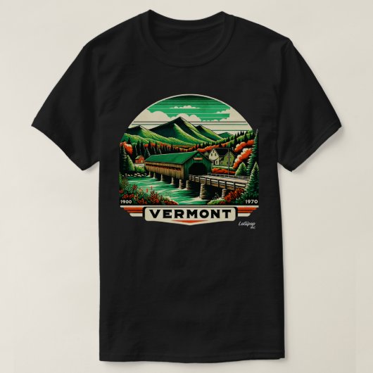 バーモントビスタスグリーンマウンテンズメープルアメリカンヴィント Tシャツ (デザイン正面)