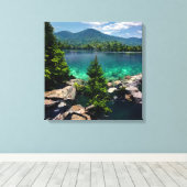 バーモントビューティフルクリスタル澄んレイクマウンテンズ キャンバスプリント (インサイチュ (ウッドフロア))