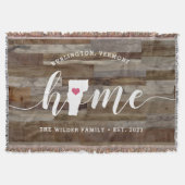 バーモントホームパーソナライズされた州素朴ウッドルック スローブランケット (正面)