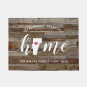 バーモントホーム州パーソナライズされたウッドルック ドアマット (正面)