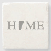 バーモントホーム州マップ型文字単語アートグレー ストーンコースター (正面)