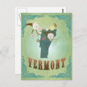 バーモントモダンヴィンテージ州マップ – 緑 ポストカード (正面/裏面)