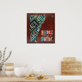 バーモントライセンスプレートマッププリント ポスター (キッチン)