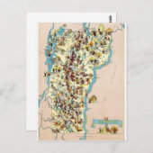 バーモントヴィンテージおもしろいマップ ポストカード (正面/裏面)