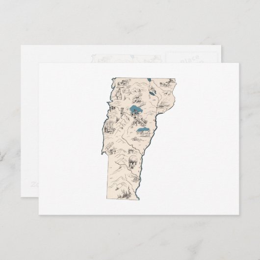 バーモントヴィンテージ写真マップアンティーク州グラフ ポストカード (正面/裏面)