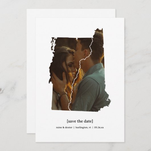 バーモント州とニューハンプシャー州のSave the Date フォトカード セーブザデート (正面/裏面)