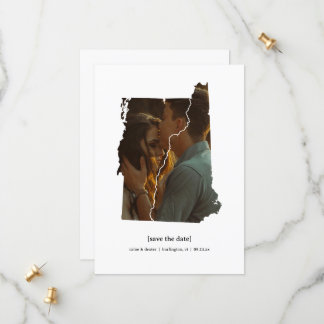 バーモント州とニューハンプシャー州のSave the Date フォトカード セーブザデート