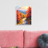 バーモント州の紅葉の水彩風景画 キャンバスプリント (インサイチュ (リビング))