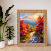 バーモント州の紅葉の水彩風景画 ポスター