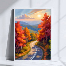 バーモント州の紅葉の水彩風景画