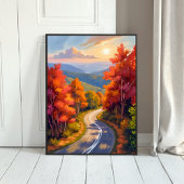 バーモント州の紅葉の水彩風景画 ポスター