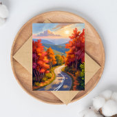 バーモント州の紅葉の水彩風景 ポストカード