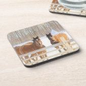 バーモント州の馬　冬　ハードプラスチック コースター (左側)