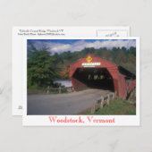 バーモント州ウッドストックのタフツビル屋根付き橋 ポストカード (正面/裏面)
