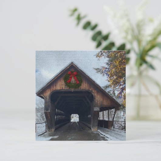 バーモント州ウッドストックの雪のホリデーシーズン シーズンカード (スタンド正面)