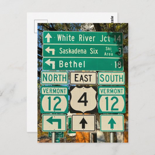 バーモント州ウッドストックの高速道路シンボルや象徴 ポストカード (正面/裏面)