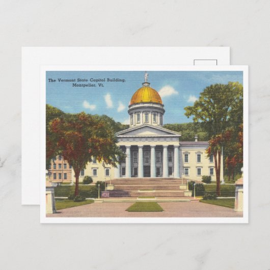 バーモント州キャピトル建物モンペリエヴィンテージ ポストカード (正面/裏面)