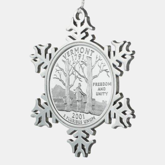 バーモント州クォーター スノーフレークピューターオーナメント (右)