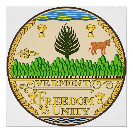 バーモント州シールアメリカ共和国国旗us ポスター (正面)