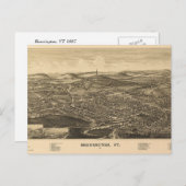 バーモント州ベンニントンアンティークの地図 – 1887 ポストカード (正面/裏面)