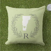 バーモント州マップリースモノグラム アウトドアクッション (芝生)