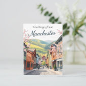 バーモント州マンチェスターの山の町の通り ビンテージ ポストカード (スタンド正面)