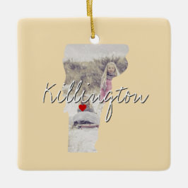 バーモント州写真の挿入と町の名前 セラミックオーナメント