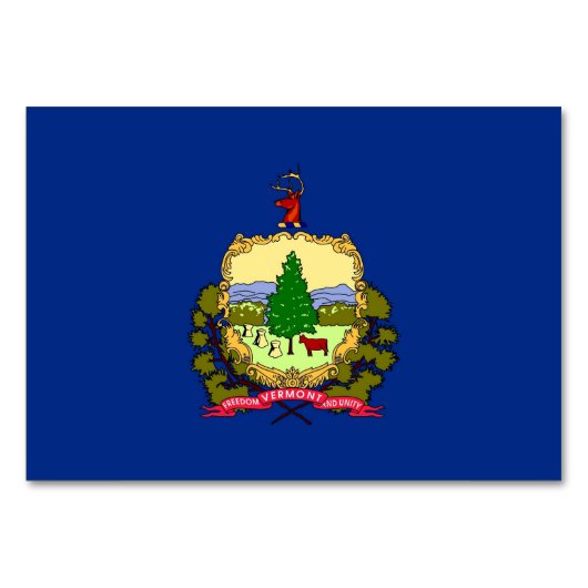 バーモント州旗を持つ愛国的なテーブルカード テーブルナンバー (正面)