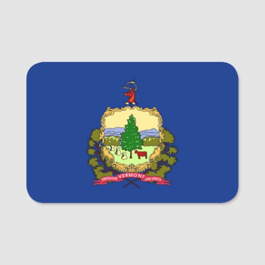 バーモント州旗を持つ愛国的な名前タグ 名札 (正面)