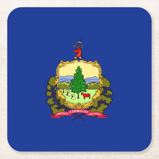 バーモント州旗デザイン スクエアペーパーコースター (正面)