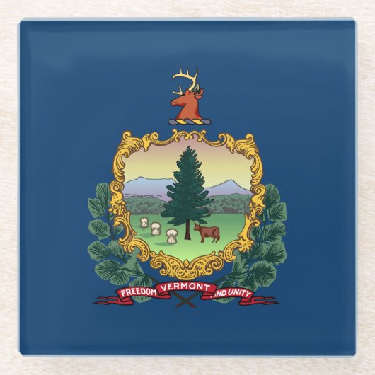 バーモント州旗 ガラスコースター (正面)