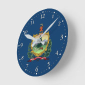 バーモント州旗 ラウンド壁時計 (傾斜)