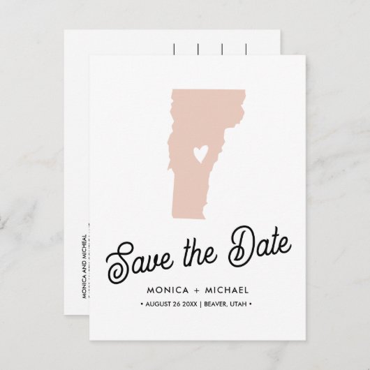 バーモント州目的地ウェディング任意の色 案内ポストカード (正面/裏面)