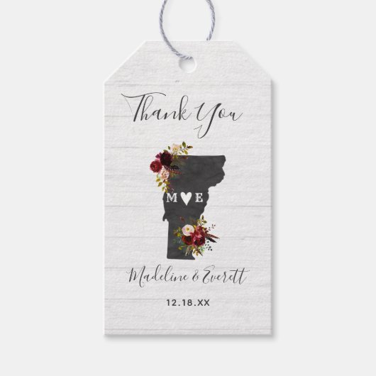 バーモント州素朴デスティネーションズ結婚サンキュー ギフトタグ (正面)