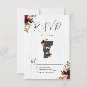 バーモント州素朴先結婚式RSVP 出欠カード