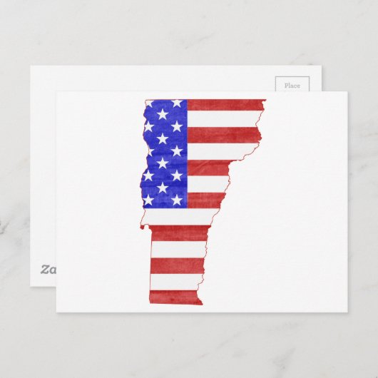 バーモント州(アメリカ)旗のシルエット地図 ポストカード (正面/裏面)