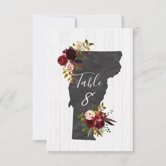 バーモント州 デスティネーション ウェディング テーブルナンバー (正面)