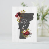 バーモント州 デスティネーション ウェディング テーブルナンバー (スタンド正面)