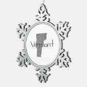 バーモント形グレーのテクスチャ加工された黒板 スノーフレークピューターオーナメント (右)