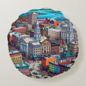 バーモント漫画ブックスタイルアート ラウンドクッション (裏面)