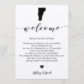 バーモント結婚のウェルカムレター&旅程カード プログラム (正面)