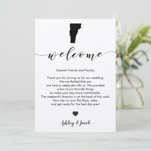 バーモント結婚のウェルカムレター&旅程カード プログラム (スタンド正面)