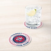 バーモント赤白青タイポグラフィ ラウンドペーパーコースター (インサイチュ)