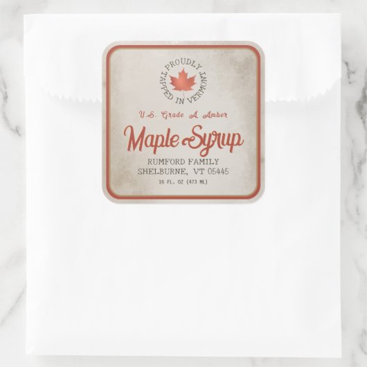 バーモント赤葉メープルシロップ1.5インチまたは3"でタップ スクエアシール (バッグ)