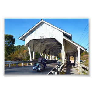 バーモント走州リンドンのミラーの屋根付き橋 フォトプリント