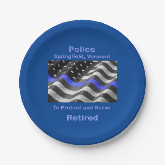 バーモント、スプリングフィールド。警察 ペーパープレート (正面)