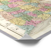 バーモント，ニューハンプシャーの地図 ポスター (角)