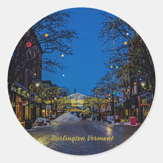 バーモント・バーリントンのクリスマス ラウンドシール (正面)