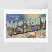 バーモント(冬のシーン) – 大きな文字のシーン ポストカード (正面)