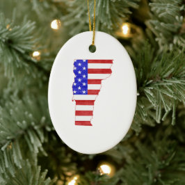 バーモントUSAフラグシルエット州マップ セラミックオーナメント